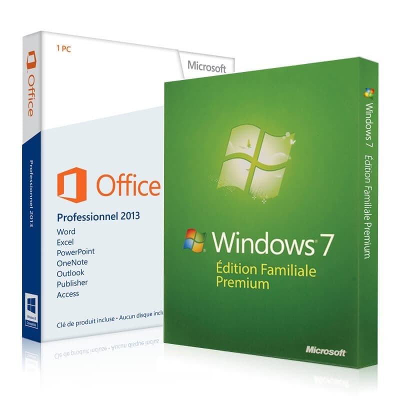 Windows 7 Familiale + Office 2013 Familiale et Petites Entreprises