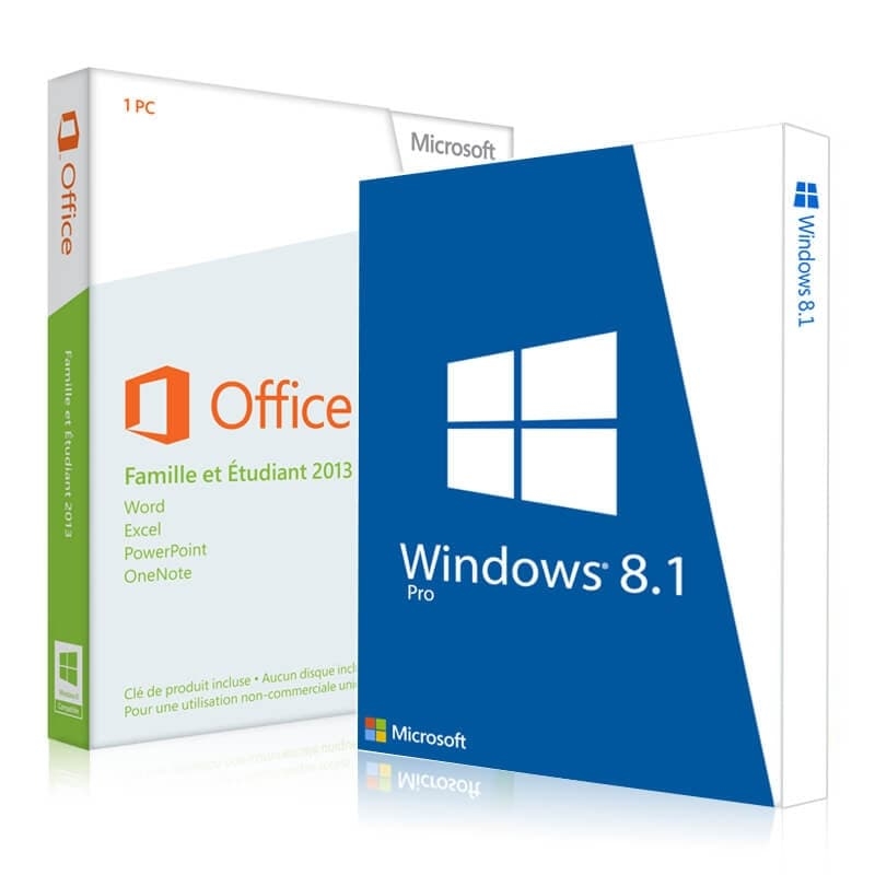 Windows 8.1 Professionnel + Office 2013 famille et étudiant
