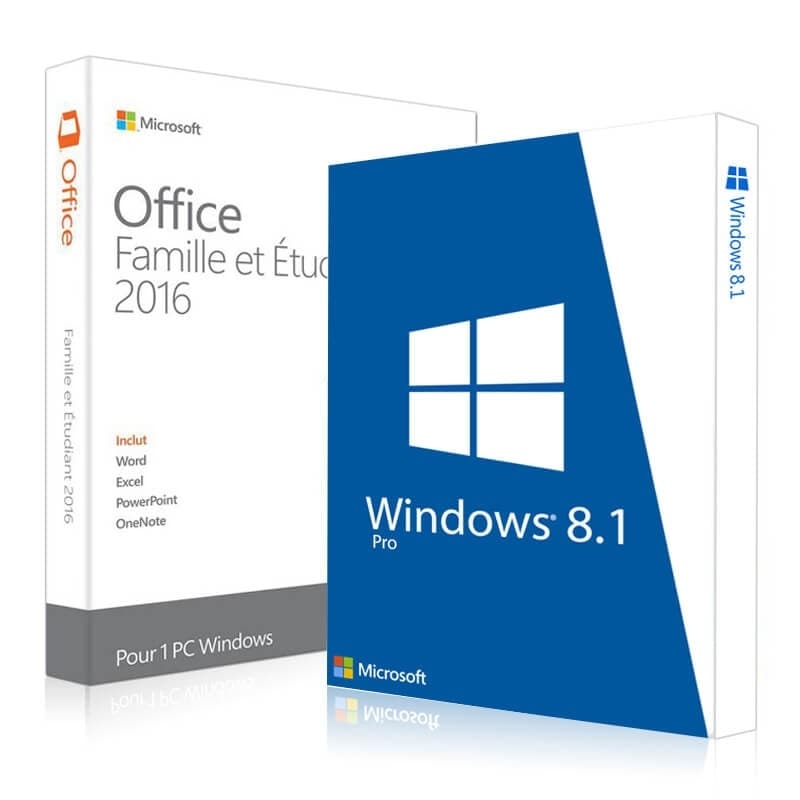 Windows 8.1 Professionnel + Office 2013 famille et étudiant