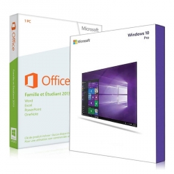 Windows 10 Pro + Office 2013 famille et etudiant