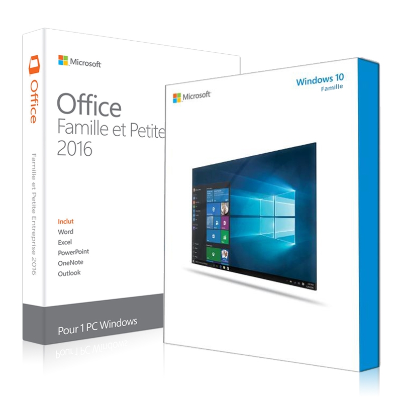 Windows 10 Familiale + Office 2016 Familiale et petites entreprises