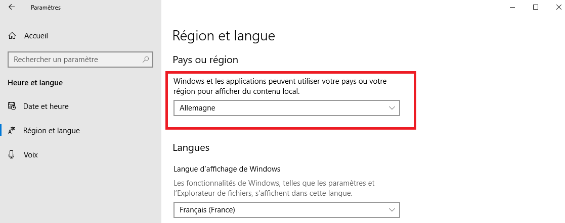 Comment modifier le format de la date et heure dans Windows 10