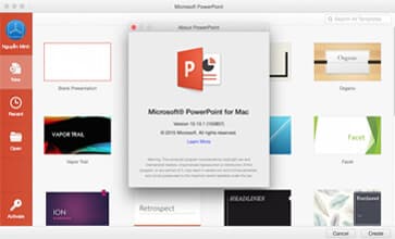 microsoft office powerpoint 2016 familiale et etudiant pour mac