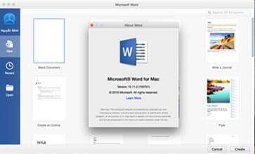 microsoft office word 2016 familiale et etudiant pour mac