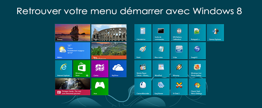 Retrouver votre menu démarrer avec Windows 8 et Windows 8.1